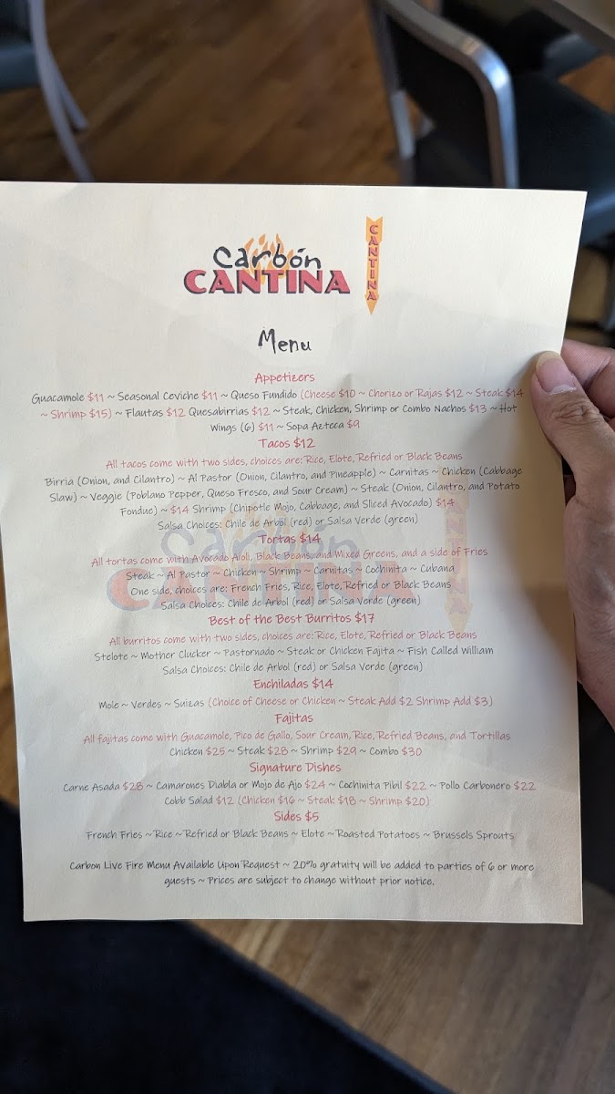 Carbon Live Fire Mexican Grill Menu - Image 2
